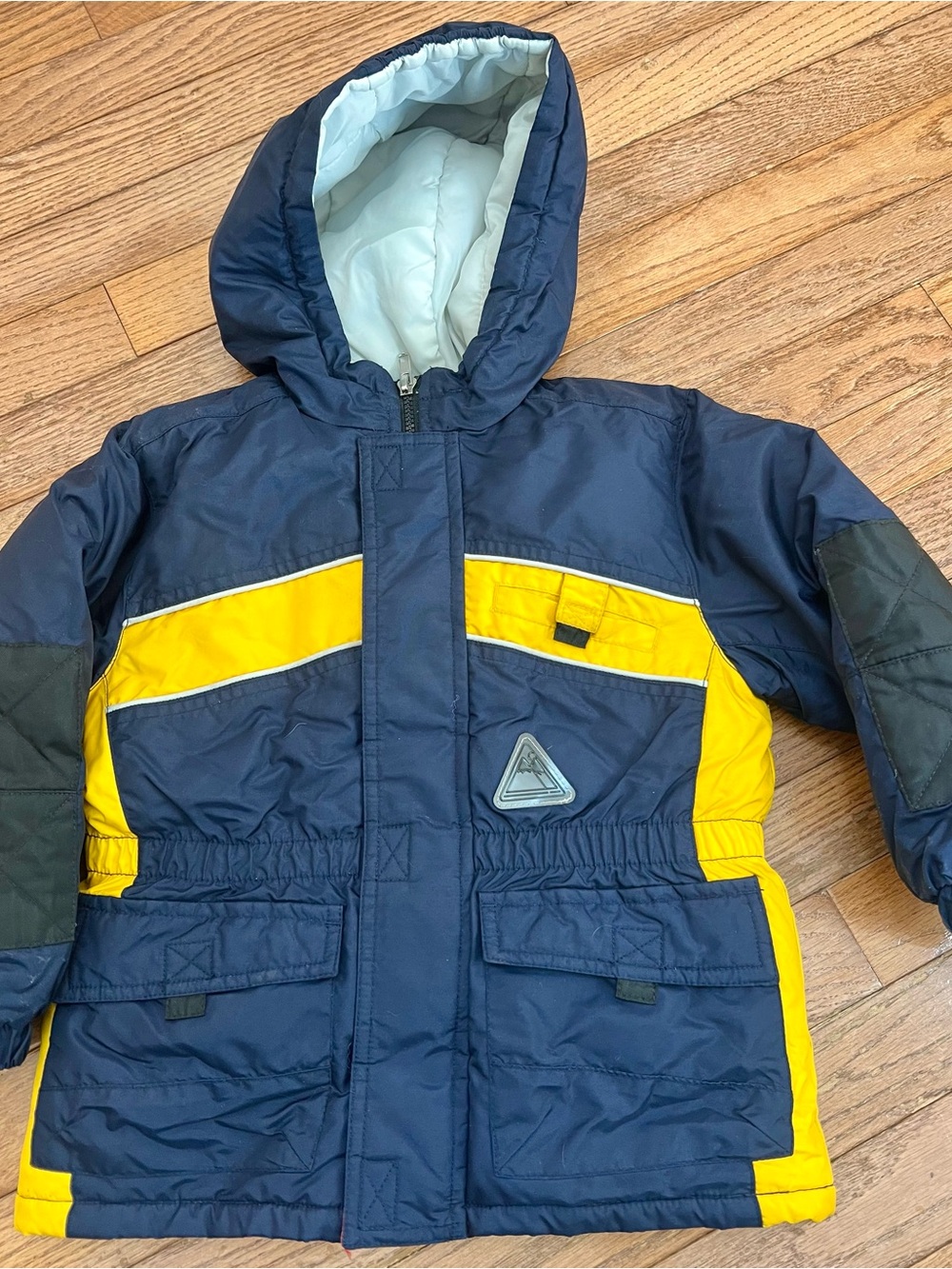 Weather Tamer Navy and Yellow Hooded Winter Coat 4T
